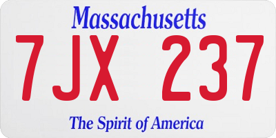 MA license plate 7JX237