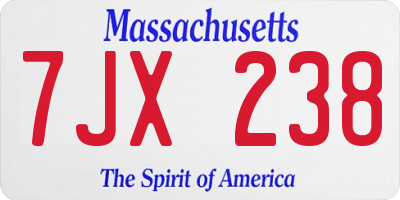 MA license plate 7JX238