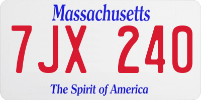 MA license plate 7JX240