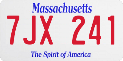 MA license plate 7JX241