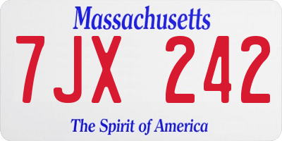 MA license plate 7JX242