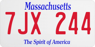 MA license plate 7JX244