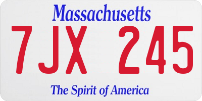 MA license plate 7JX245