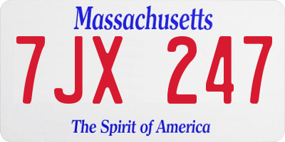 MA license plate 7JX247