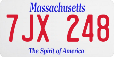 MA license plate 7JX248