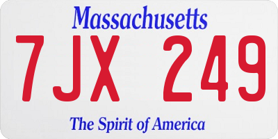 MA license plate 7JX249
