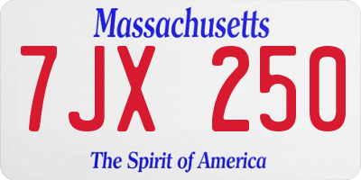 MA license plate 7JX250
