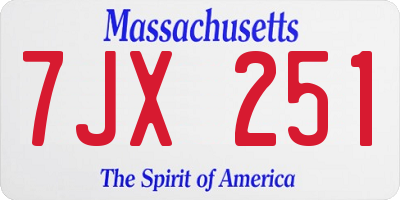 MA license plate 7JX251
