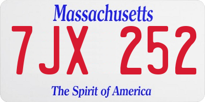 MA license plate 7JX252