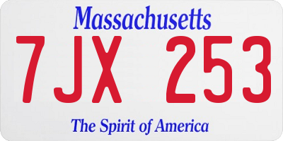 MA license plate 7JX253