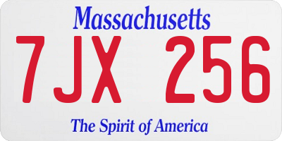 MA license plate 7JX256
