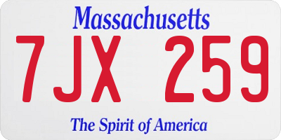MA license plate 7JX259