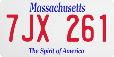 MA license plate 7JX261