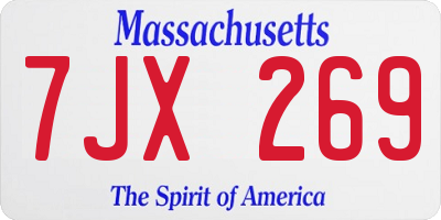 MA license plate 7JX269