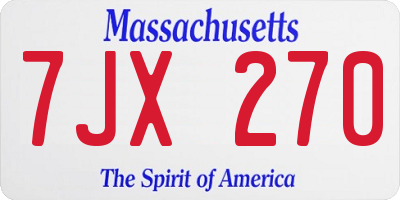 MA license plate 7JX270