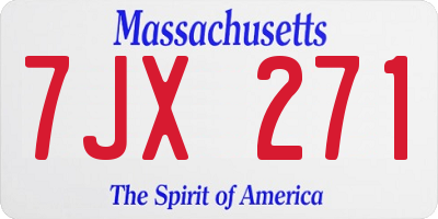 MA license plate 7JX271