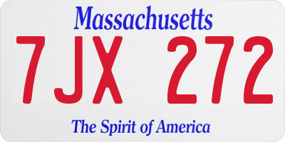 MA license plate 7JX272
