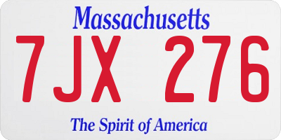 MA license plate 7JX276