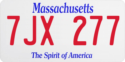 MA license plate 7JX277