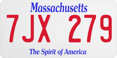 MA license plate 7JX279