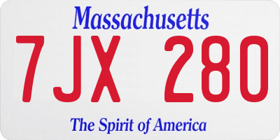 MA license plate 7JX280
