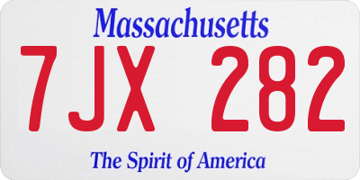 MA license plate 7JX282