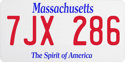MA license plate 7JX286