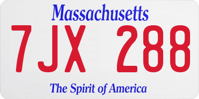 MA license plate 7JX288