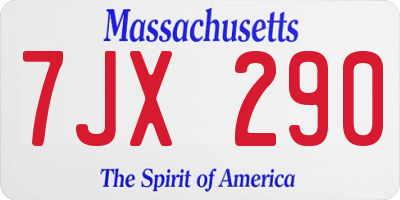 MA license plate 7JX290