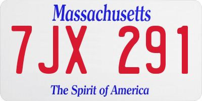 MA license plate 7JX291