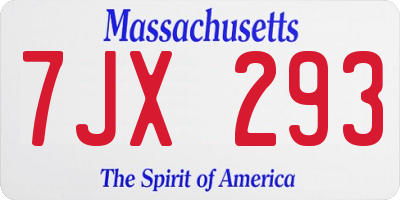 MA license plate 7JX293