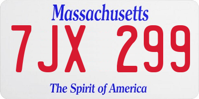 MA license plate 7JX299