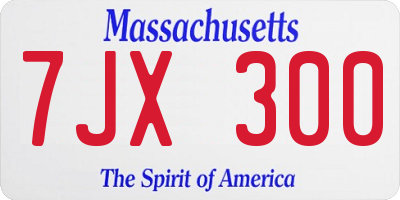 MA license plate 7JX300
