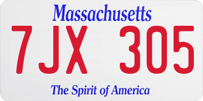 MA license plate 7JX305
