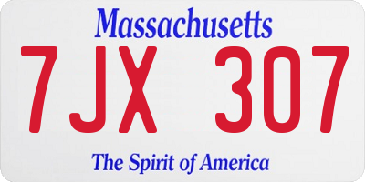 MA license plate 7JX307