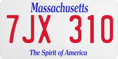 MA license plate 7JX310