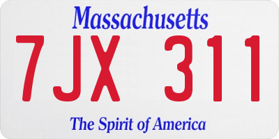 MA license plate 7JX311