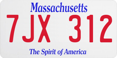 MA license plate 7JX312