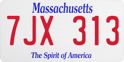 MA license plate 7JX313