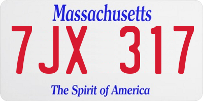 MA license plate 7JX317