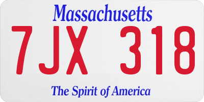 MA license plate 7JX318