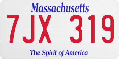 MA license plate 7JX319