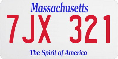 MA license plate 7JX321