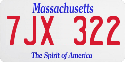 MA license plate 7JX322