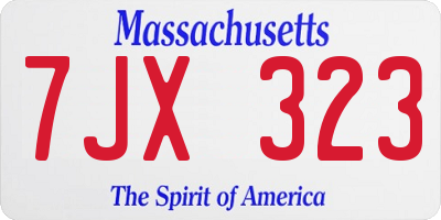 MA license plate 7JX323
