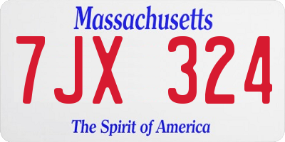 MA license plate 7JX324