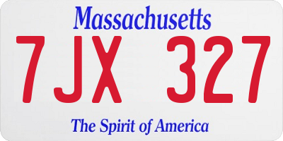 MA license plate 7JX327