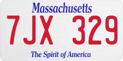 MA license plate 7JX329