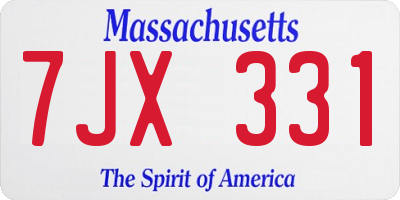 MA license plate 7JX331