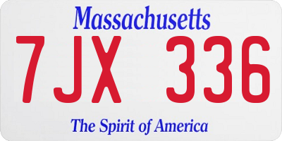 MA license plate 7JX336